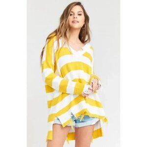Show Me Your MuMu Delphina Rugby Distressed Sweater Size M